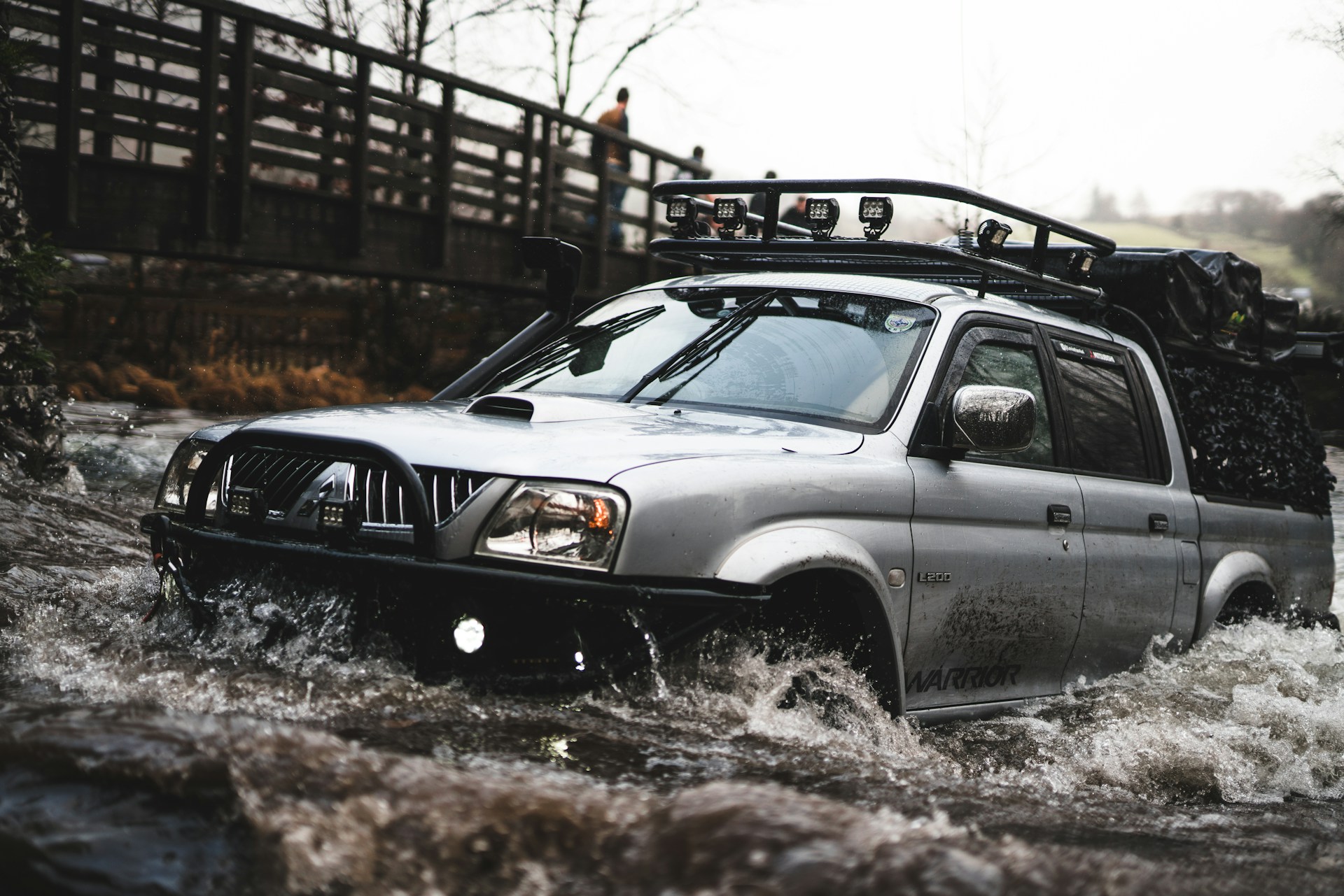 car driving during a flood